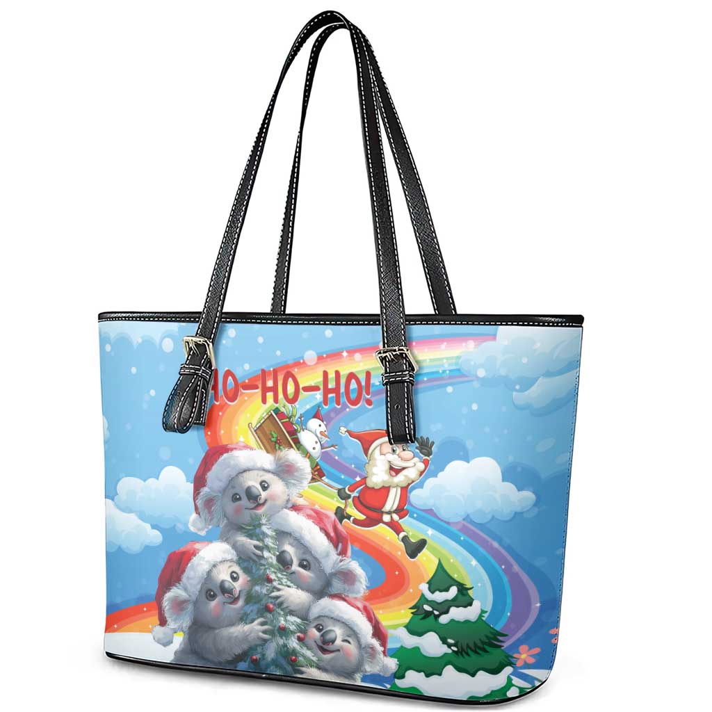 Australia Koala Christmas Leather Tote Bag Santa Claus Ho Ho Ho - Wonder Print Shop