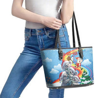 Australia Koala Christmas Leather Tote Bag Santa Claus Ho Ho Ho - Wonder Print Shop