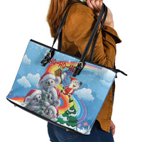 Australia Koala Christmas Leather Tote Bag Santa Claus Ho Ho Ho - Wonder Print Shop