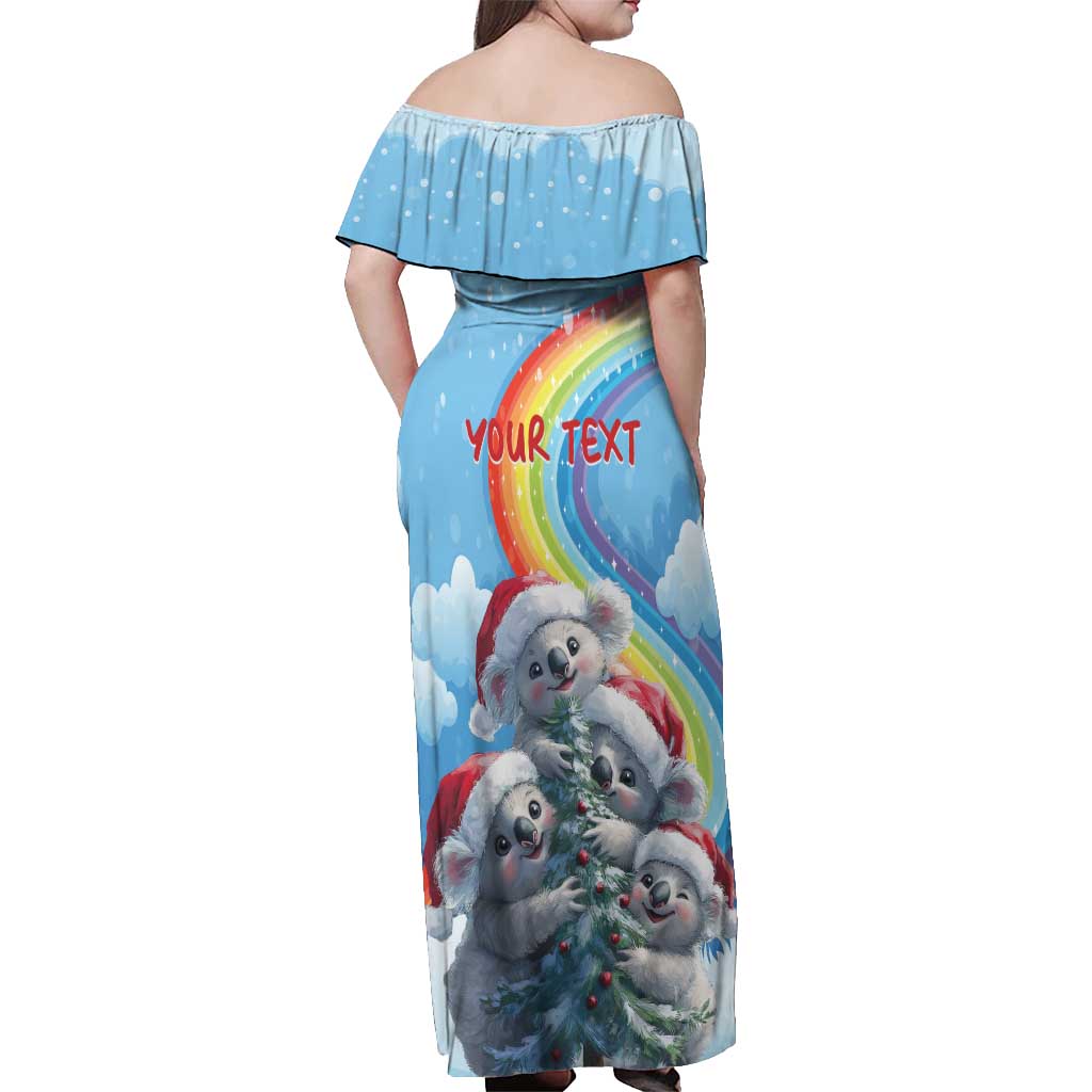 Personalised Australia Koala Christmas Off Shoulder Maxi Dress Santa Claus Ho Ho Ho - Wonder Print Shop
