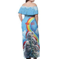 Personalised Australia Koala Christmas Off Shoulder Maxi Dress Santa Claus Ho Ho Ho - Wonder Print Shop