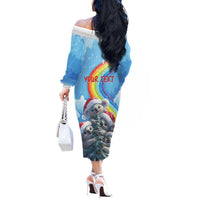 Personalised Australia Koala Christmas Off The Shoulder Long Sleeve Dress Santa Claus Ho Ho Ho - Wonder Print Shop