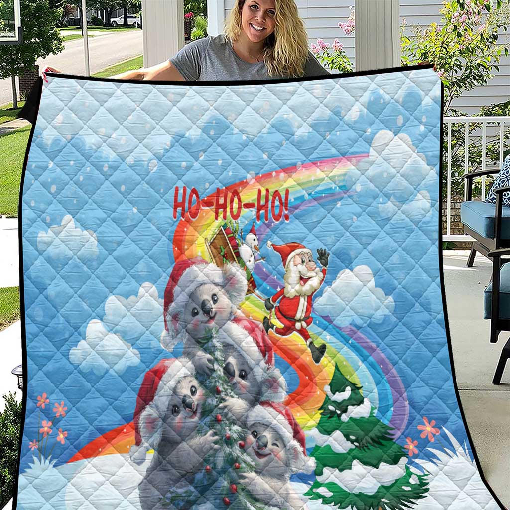 Australia Koala Christmas Quilt Santa Claus Ho Ho Ho - Wonder Print Shop