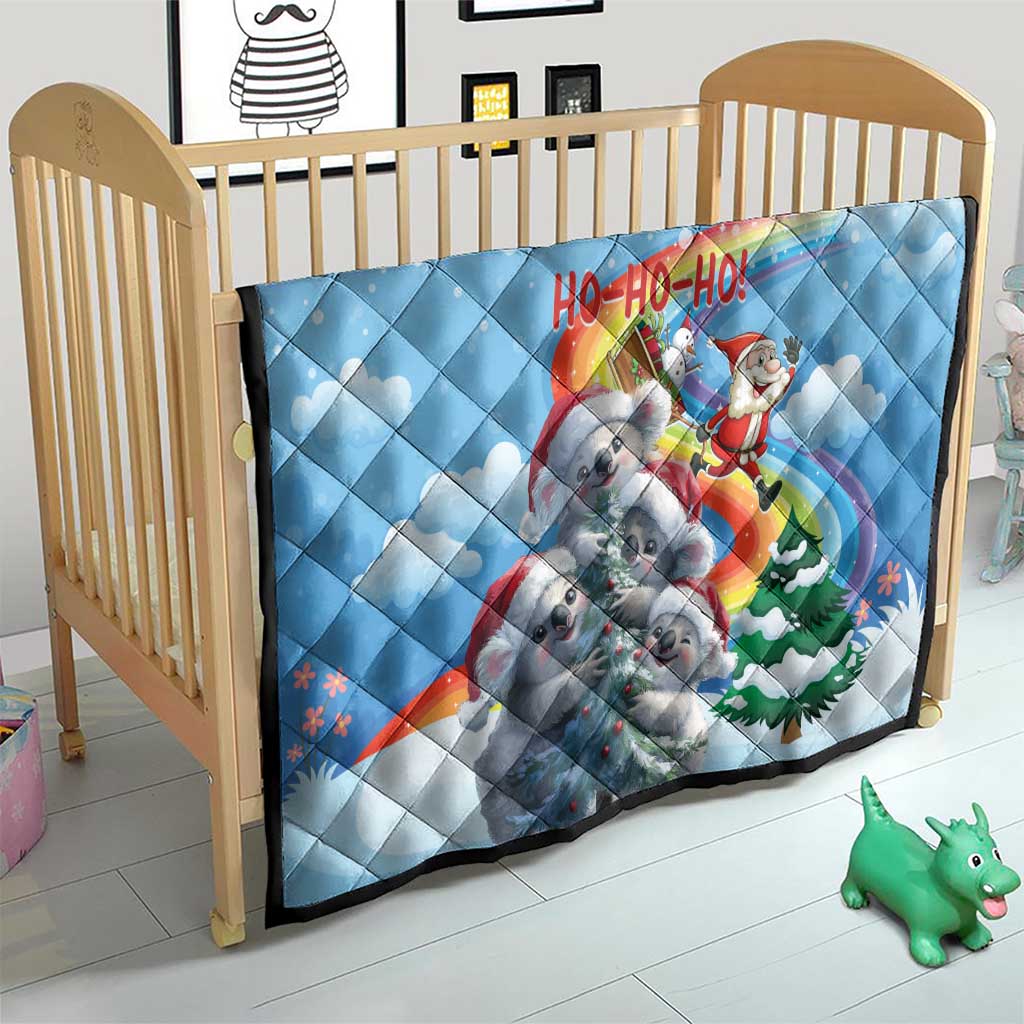 Australia Koala Christmas Quilt Santa Claus Ho Ho Ho - Wonder Print Shop