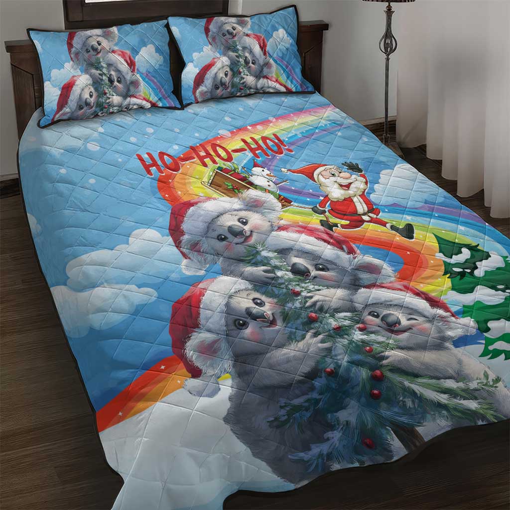 Australia Koala Christmas Quilt Bed Set Santa Claus Ho Ho Ho - Wonder Print Shop