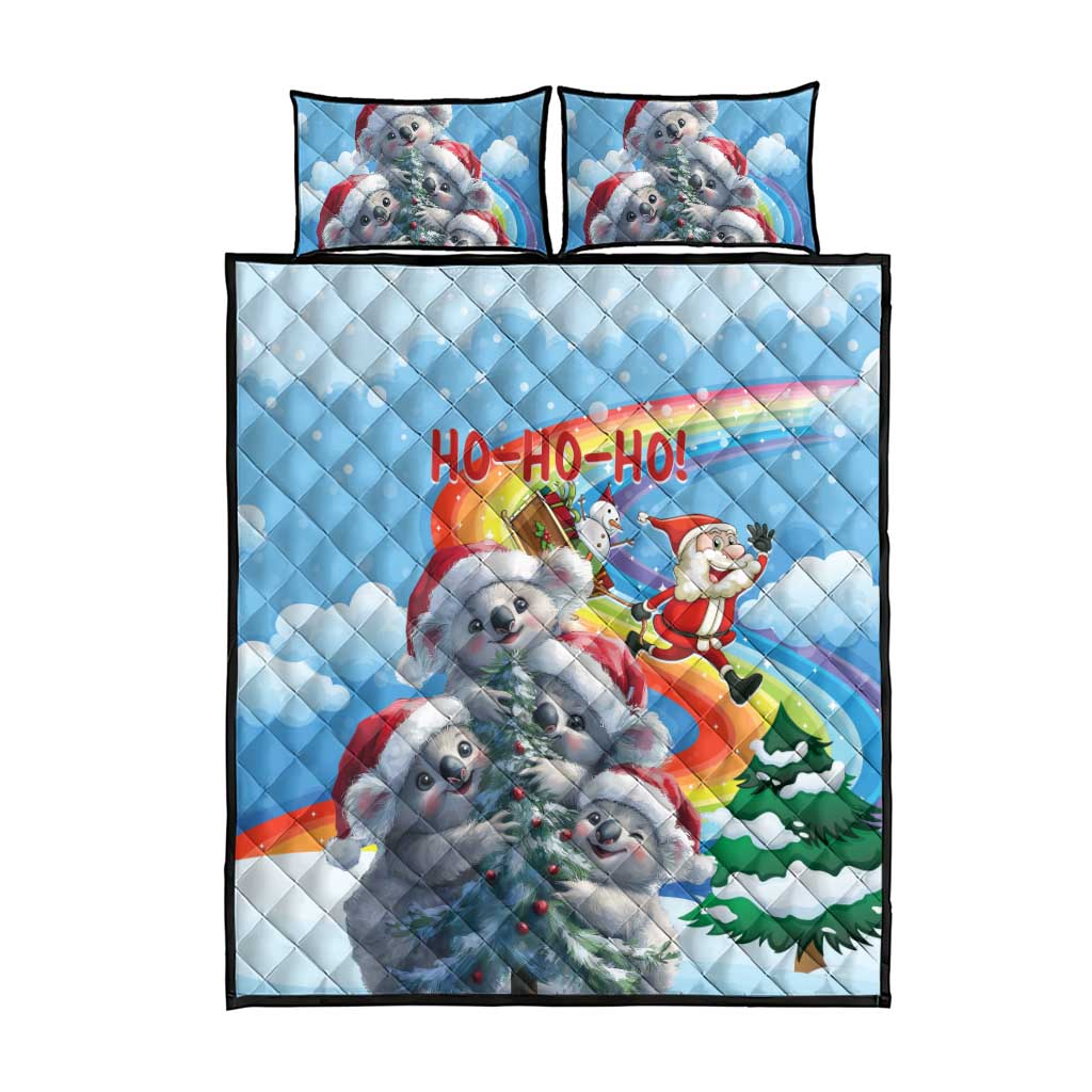 Australia Koala Christmas Quilt Bed Set Santa Claus Ho Ho Ho - Wonder Print Shop