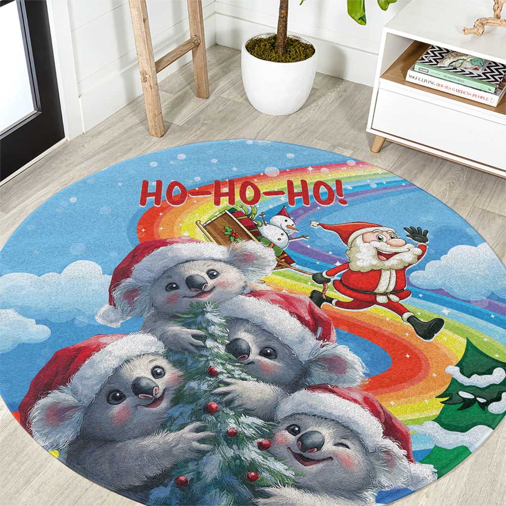Australia Koala Christmas Round Carpet Santa Claus Ho Ho Ho
