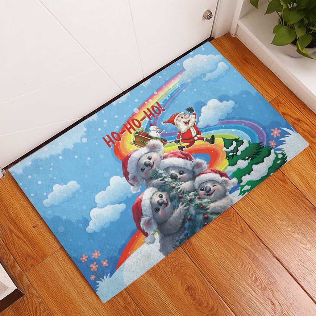 Australia Koala Christmas Rubber Doormat Santa Claus Ho Ho Ho - Wonder Print Shop