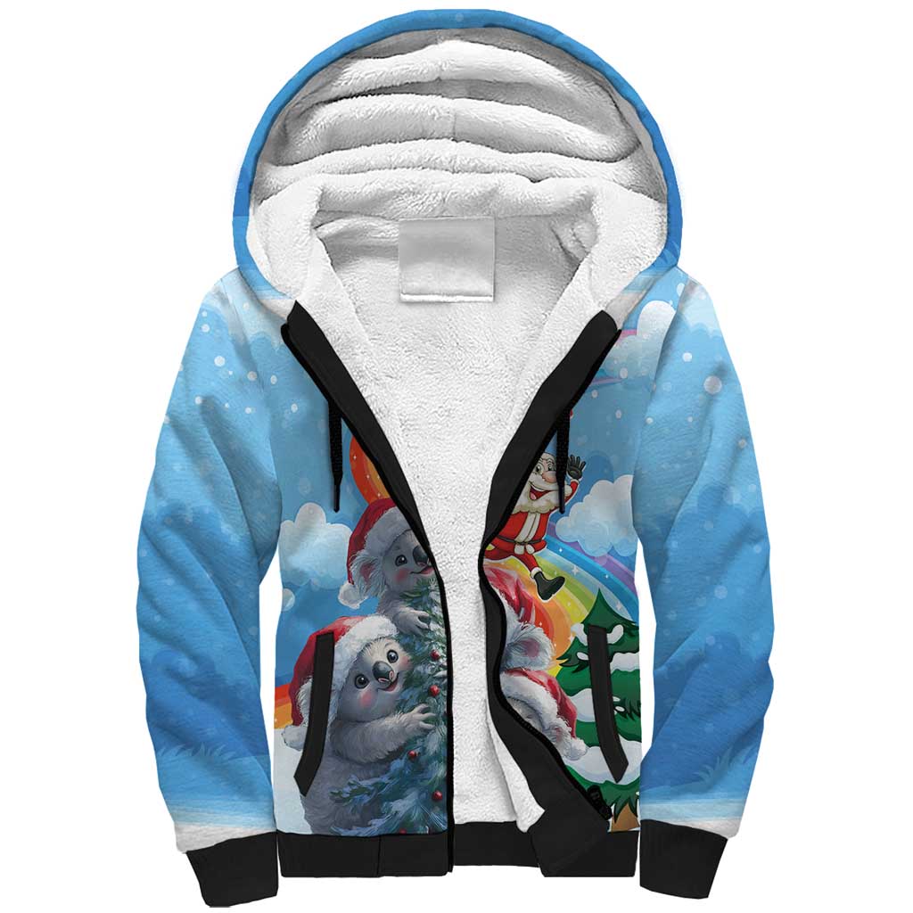 Personalised Australia Koala Christmas Sherpa Hoodie Santa Claus Ho Ho Ho - Wonder Print Shop