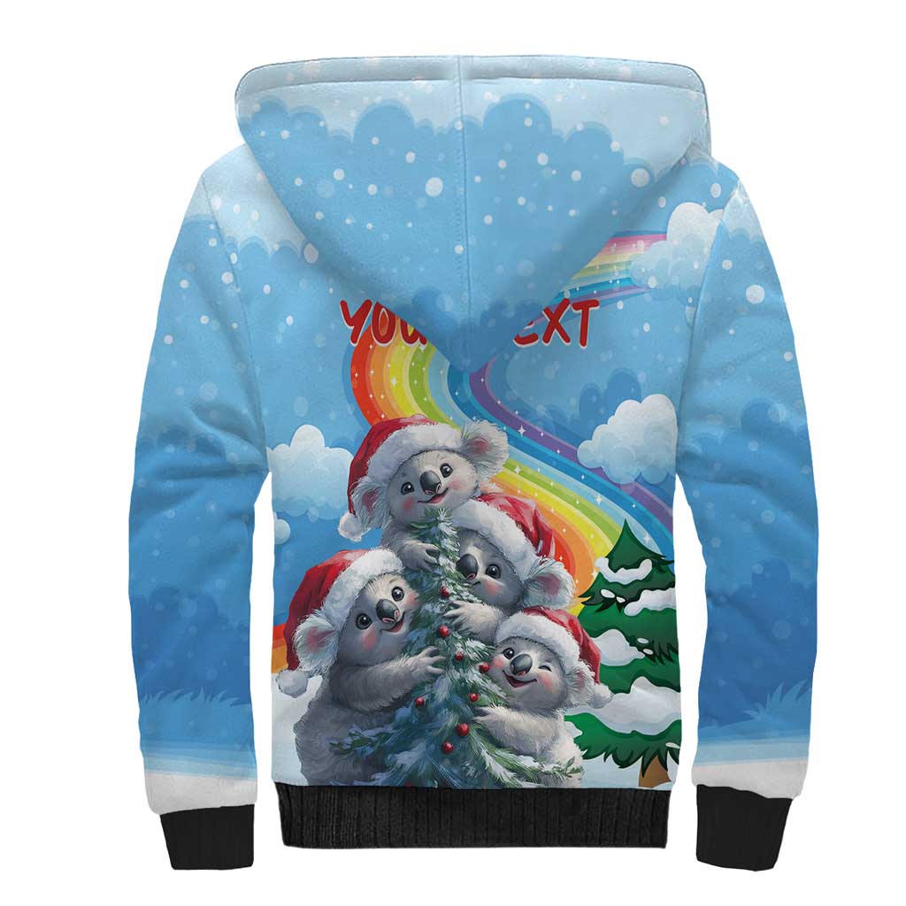 Personalised Australia Koala Christmas Sherpa Hoodie Santa Claus Ho Ho Ho - Wonder Print Shop