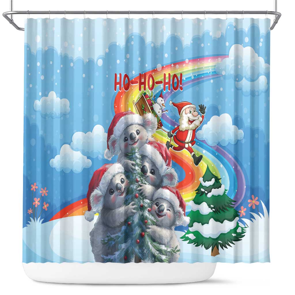 Australia Koala Christmas Shower Curtain Santa Claus Ho Ho Ho