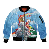 Personalised Australia Koala Christmas Sleeve Zip Bomber Jacket Santa Claus Ho Ho Ho - Wonder Print Shop