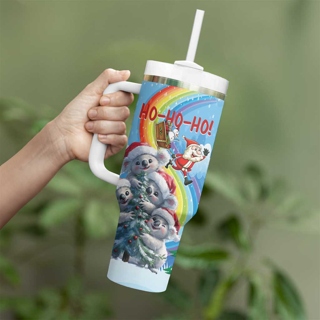 Personalised Australia Koala Christmas Tumbler With Handle Santa Claus Ho Ho Ho - Wonder Print Shop