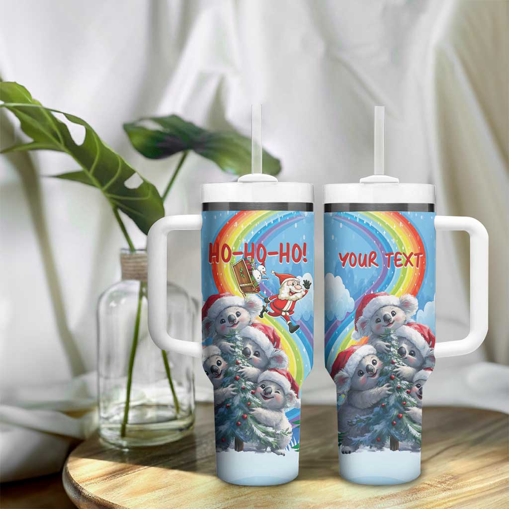 Personalised Australia Koala Christmas Tumbler With Handle Santa Claus Ho Ho Ho - Wonder Print Shop
