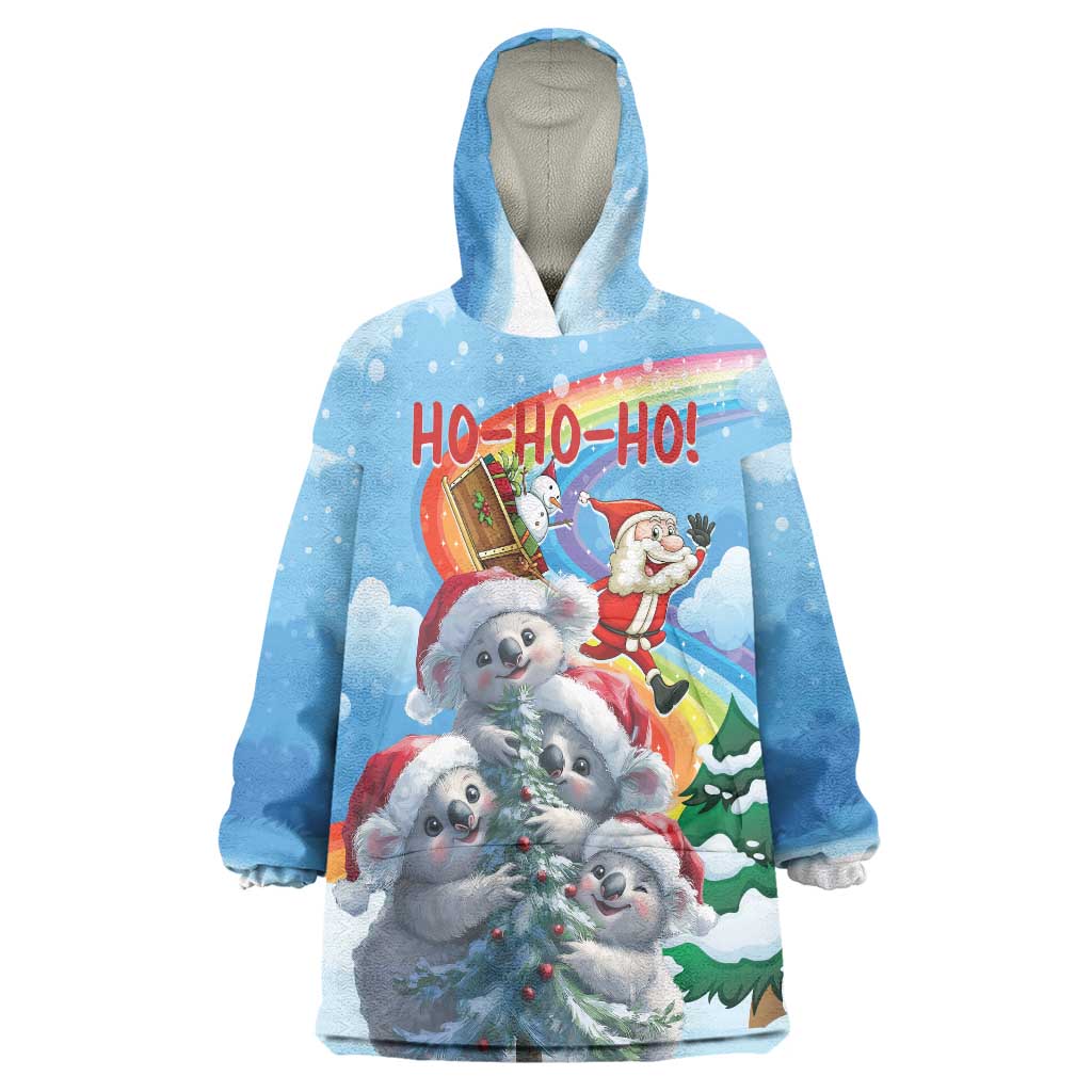 Personalised Australia Koala Christmas Wearable Blanket Hoodie Santa Claus Ho Ho Ho - Wonder Print Shop