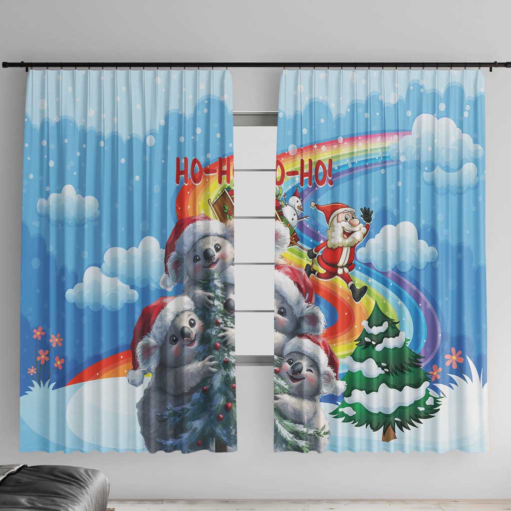 Australia Koala Christmas Window Curtain Santa Claus Ho Ho Ho - Wonder Print Shop