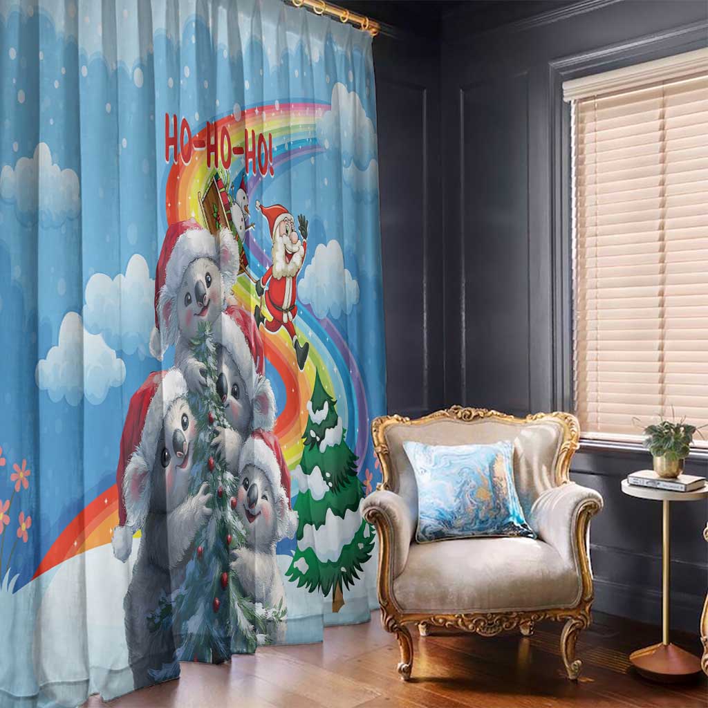 Australia Koala Christmas Window Curtain Santa Claus Ho Ho Ho - Wonder Print Shop