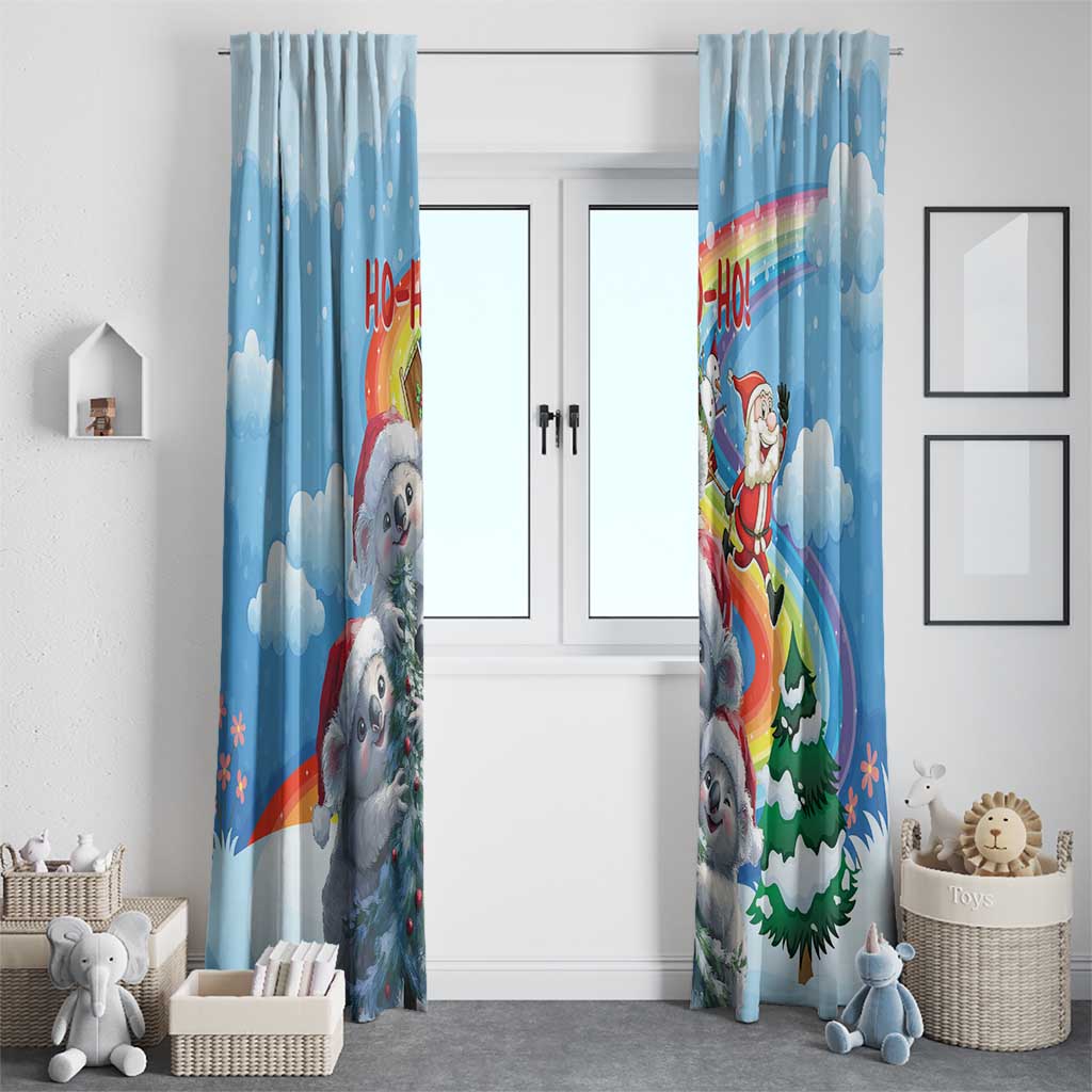 Australia Koala Christmas Window Curtain Santa Claus Ho Ho Ho - Wonder Print Shop