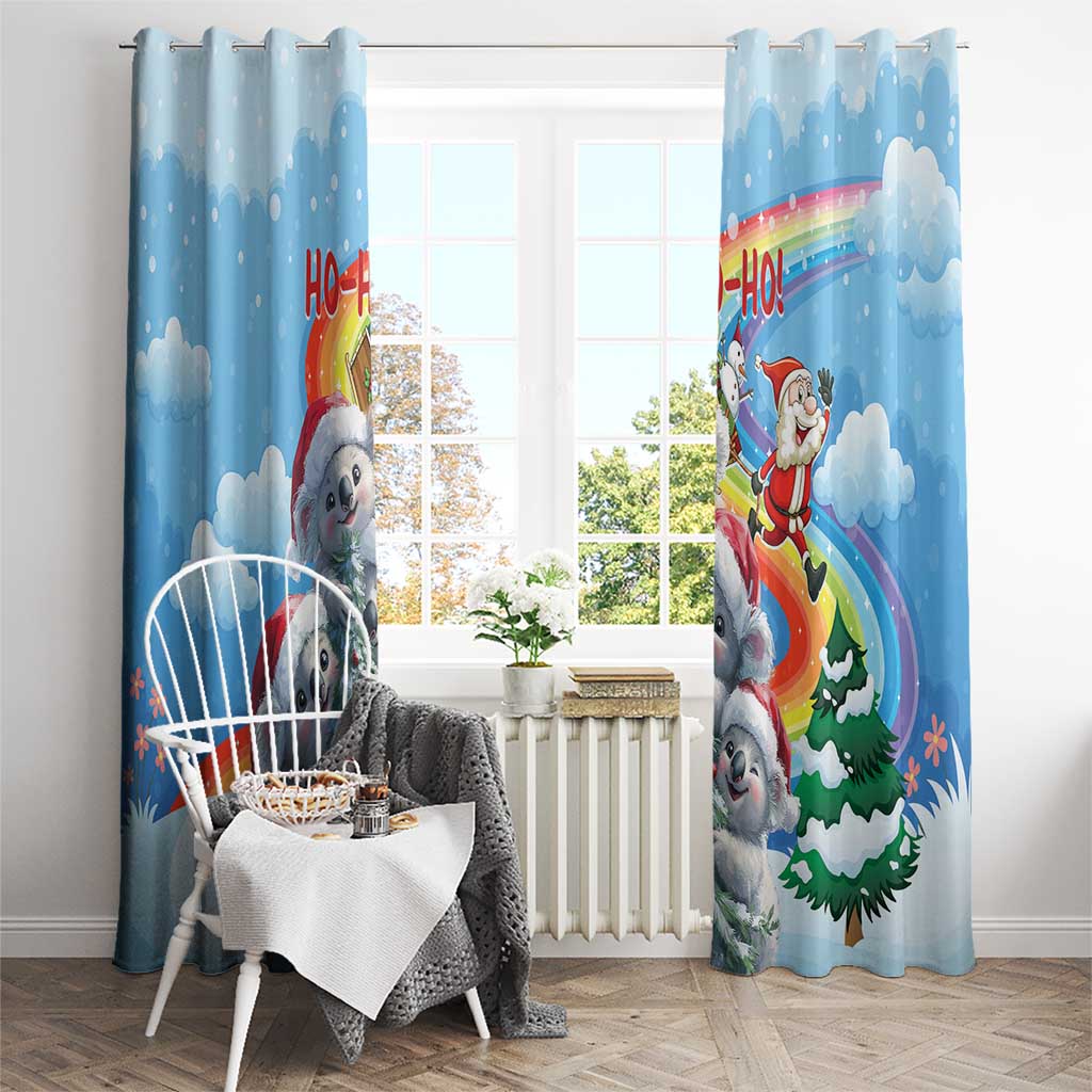 Australia Koala Christmas Window Curtain Santa Claus Ho Ho Ho - Wonder Print Shop