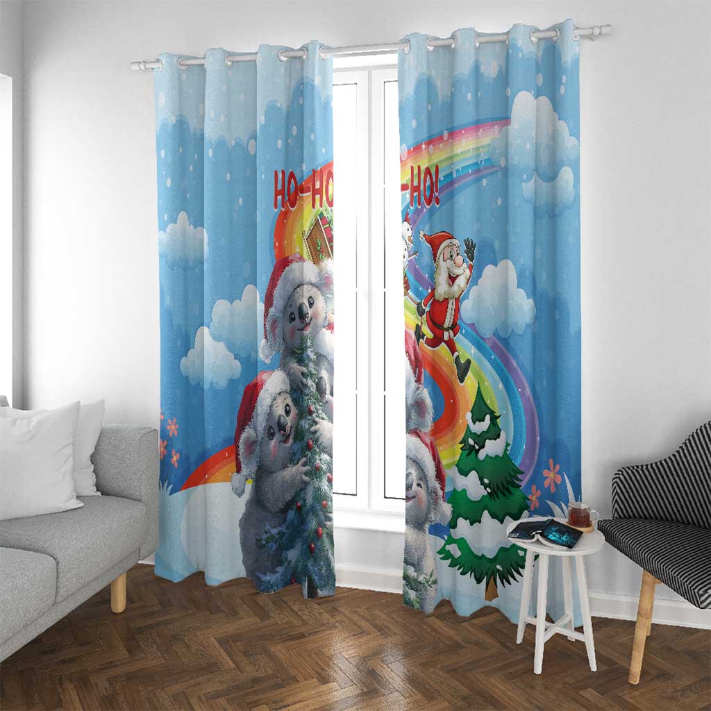 Australia Koala Christmas Window Curtain Santa Claus Ho Ho Ho - Wonder Print Shop