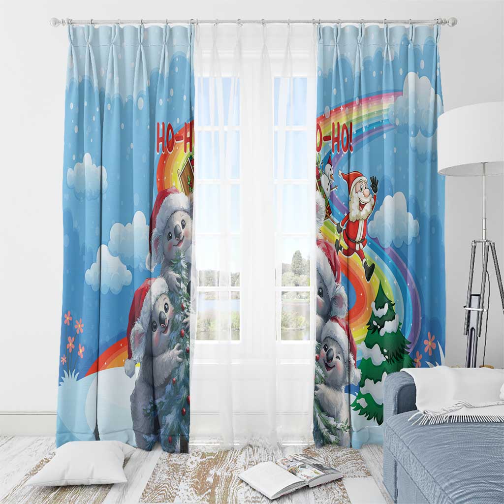 Australia Koala Christmas Window Curtain Santa Claus Ho Ho Ho - Wonder Print Shop