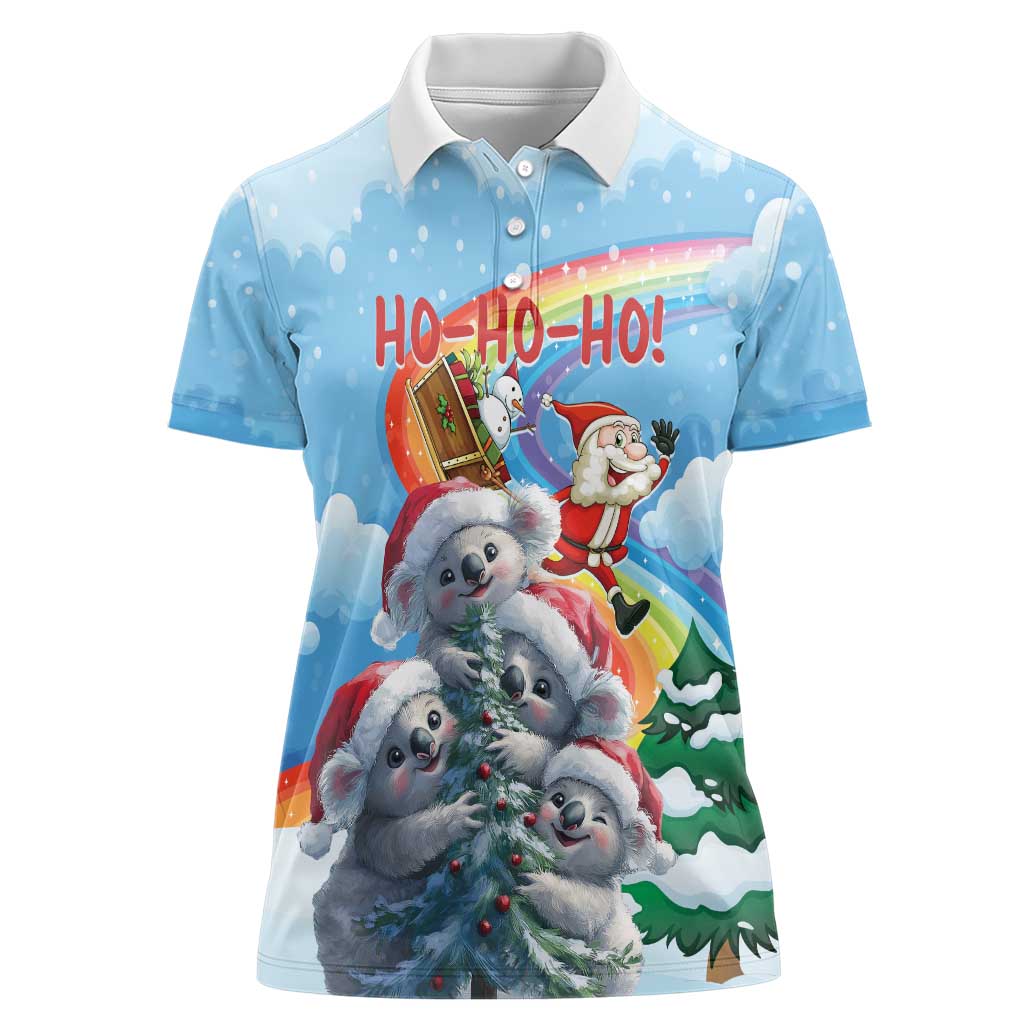 Personalised Australia Koala Christmas Women Polo Shirt Santa Claus Ho Ho Ho - Wonder Print Shop