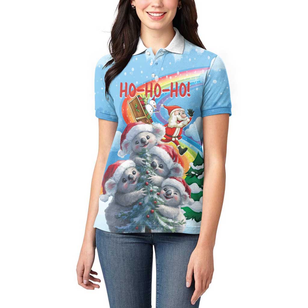 Personalised Australia Koala Christmas Women Polo Shirt Santa Claus Ho Ho Ho - Wonder Print Shop