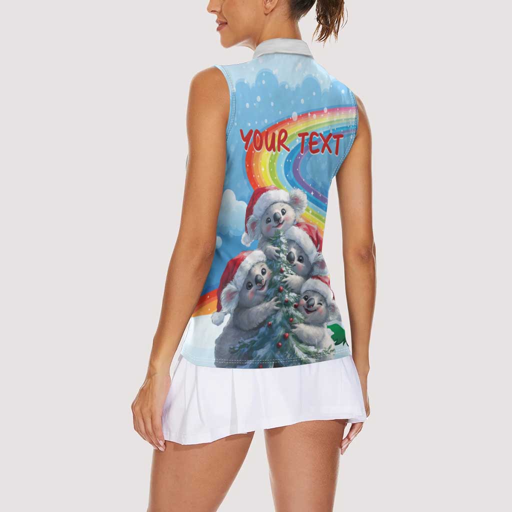 Personalised Australia Koala Christmas Women Sleeveless Polo Shirt Santa Claus Ho Ho Ho - Wonder Print Shop