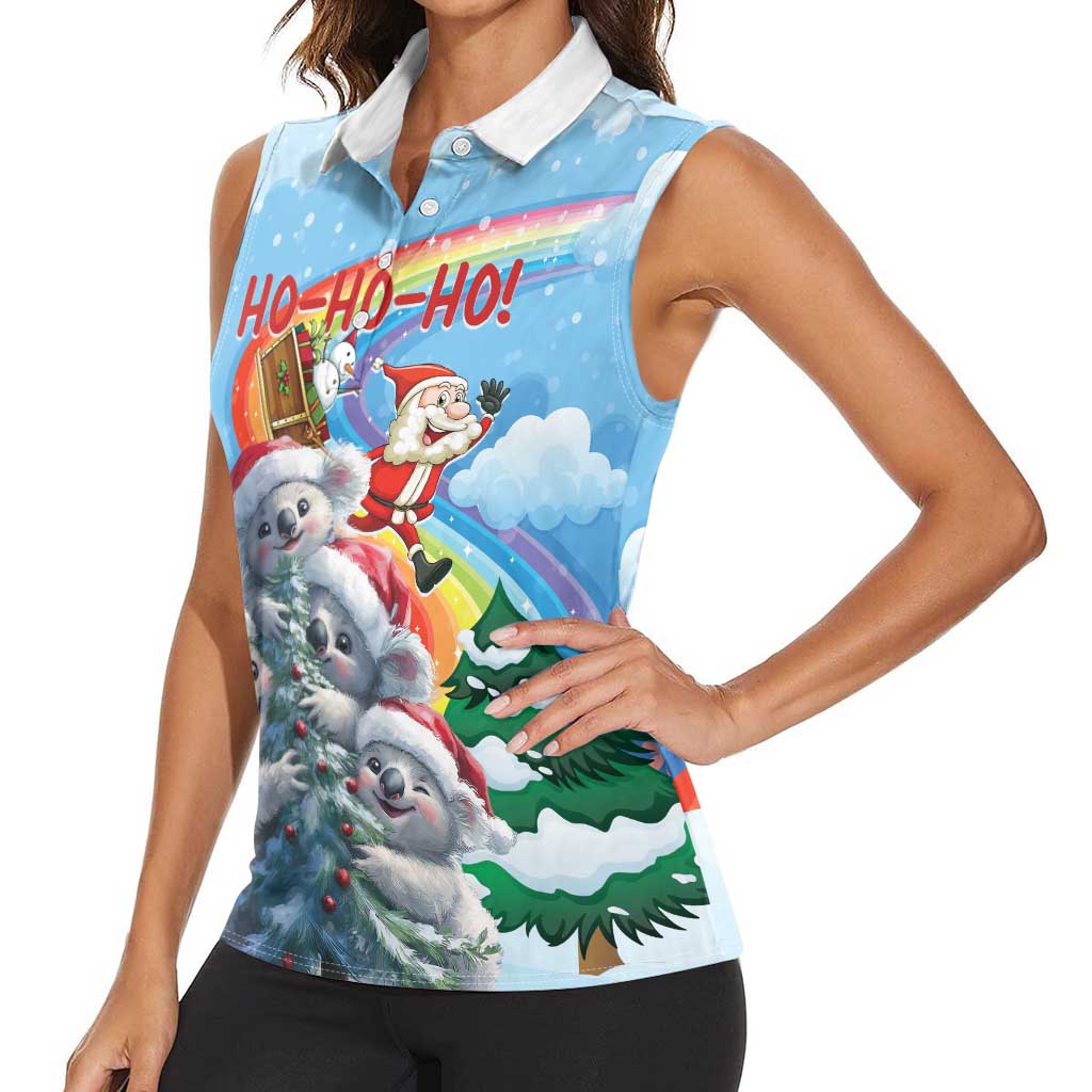 Personalised Australia Koala Christmas Women Sleeveless Polo Shirt Santa Claus Ho Ho Ho - Wonder Print Shop