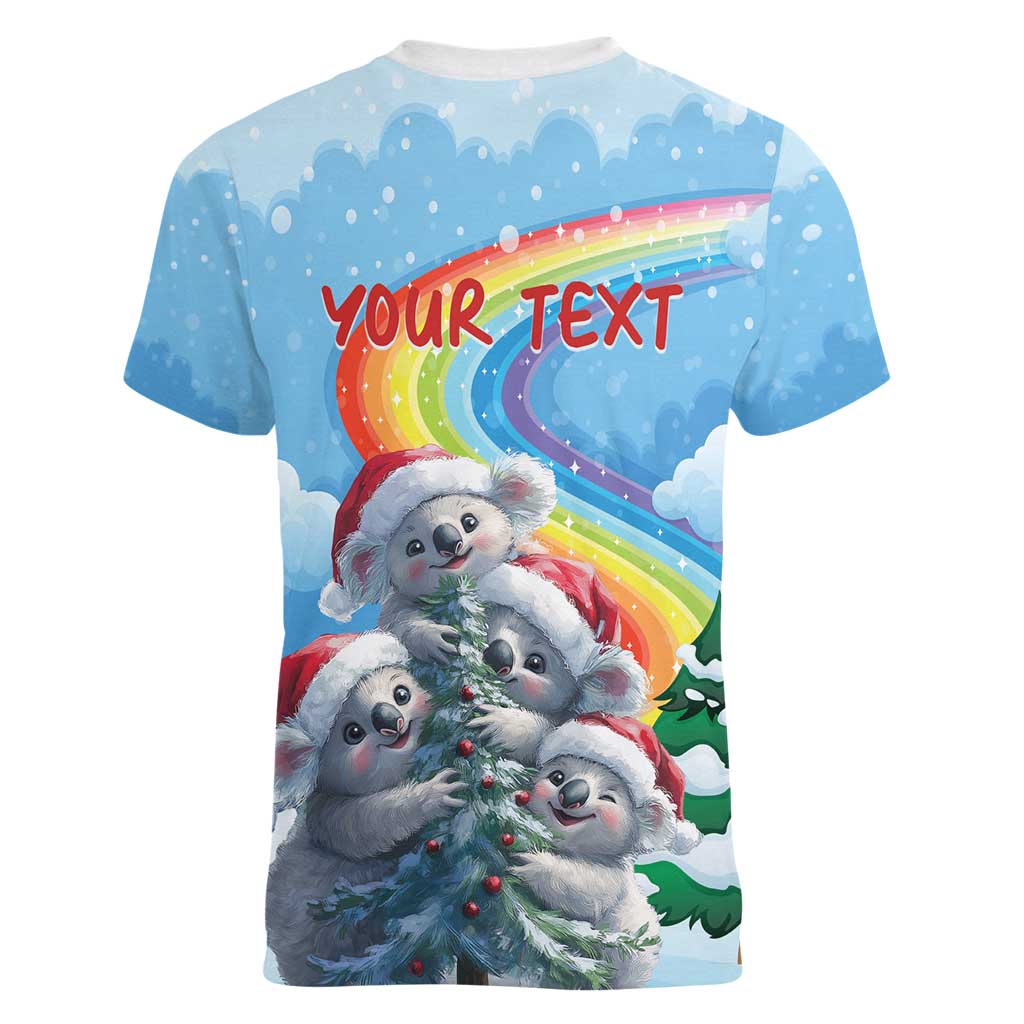 Personalised Australia Koala Christmas Women V-Neck T-Shirt Santa Claus Ho Ho Ho - Wonder Print Shop