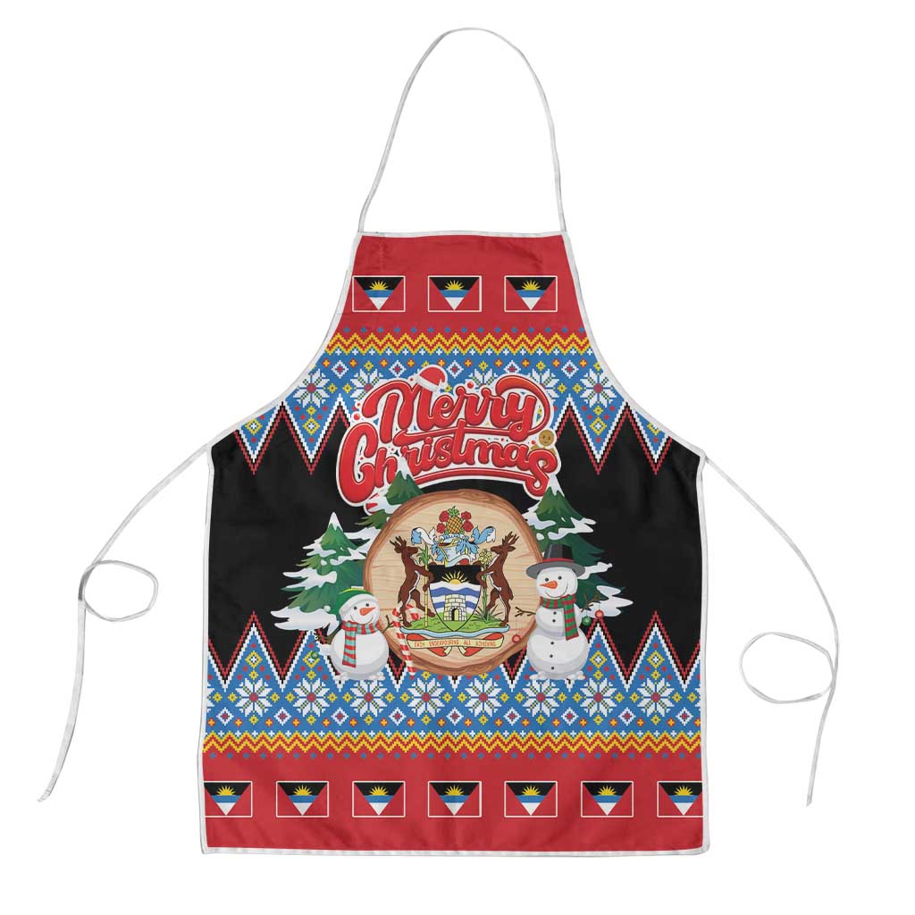 Antigua and Barbuda Christmas Apron Coat Of Arms With Snowman - Wonder Print Shop