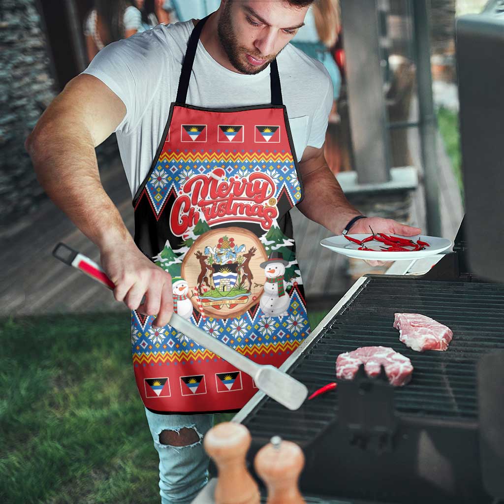 Antigua and Barbuda Christmas Apron Coat Of Arms With Snowman - Wonder Print Shop