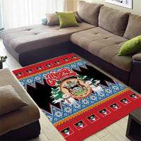 Antigua and Barbuda Christmas Area Rug Coat Of Arms With Snowman - Wonder Print Shop