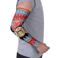 Personalized Antigua and Barbuda Christmas Arm Sleeves Coat Of Arms With Snowman - Wonder Print Shop