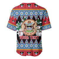 Personalized Antigua and Barbuda Christmas Baseball Jersey Coat Of Arms With Snowman - Wonder Print Shop