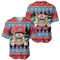 Personalized Antigua and Barbuda Christmas Baseball Jersey Coat Of Arms With Snowman - Wonder Print Shop