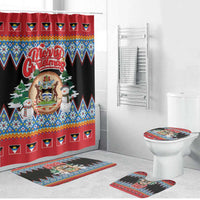 Antigua and Barbuda Christmas Bathroom Set Coat Of Arms With Snowman - Wonder Print Shop