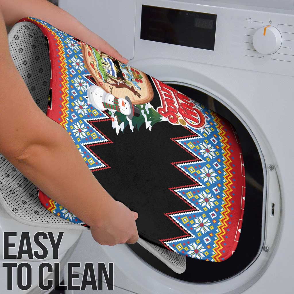 Antigua and Barbuda Christmas Bathroom Set Coat Of Arms With Snowman - Wonder Print Shop