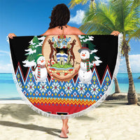 Antigua and Barbuda Christmas Beach Blanket Coat Of Arms With Snowman - Wonder Print Shop