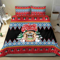 Antigua and Barbuda Christmas Bedding Set Coat Of Arms With Snowman - Wonder Print Shop