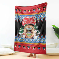 Antigua and Barbuda Christmas Blanket Coat Of Arms With Snowman - Wonder Print Shop