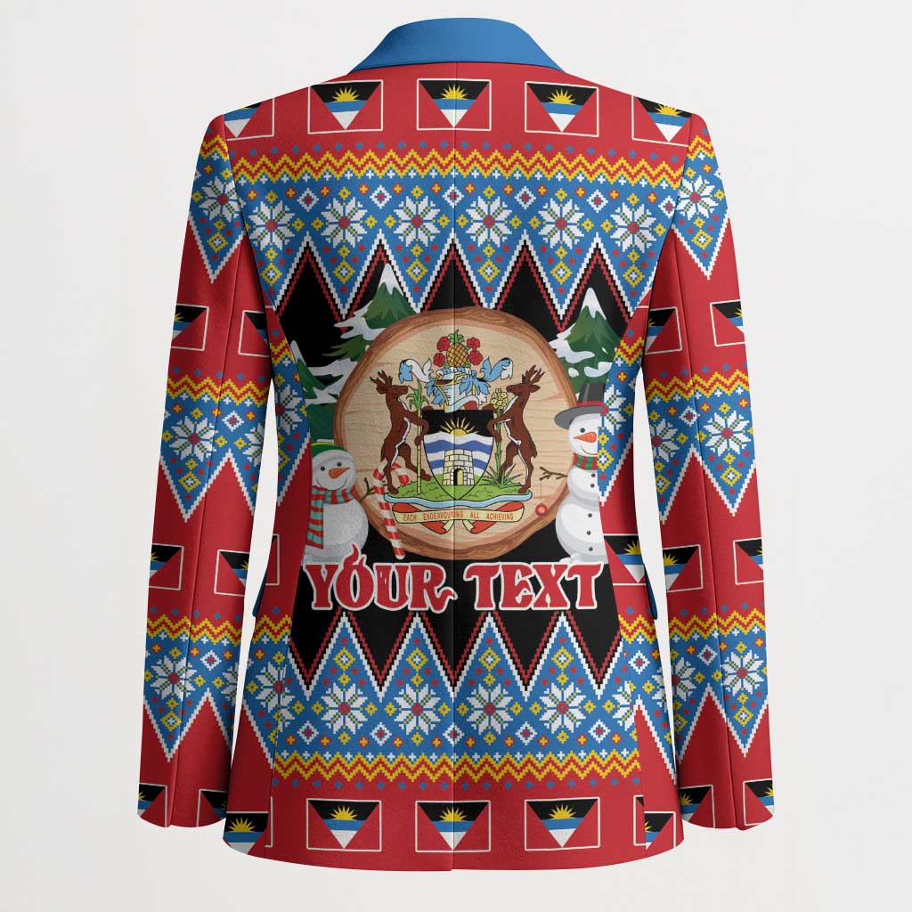 Personalized Antigua and Barbuda Christmas Blazer Coat Of Arms With Snowman - Wonder Print Shop