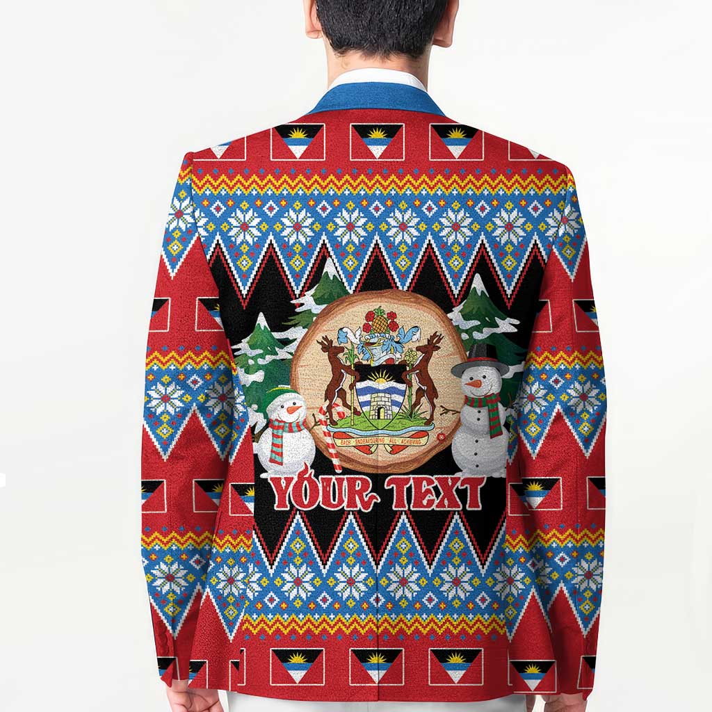 Personalized Antigua and Barbuda Christmas Blazer Coat Of Arms With Snowman - Wonder Print Shop