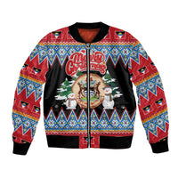 Personalized Antigua and Barbuda Christmas Bomber Jacket Coat Of Arms With Snowman - Wonder Print Shop