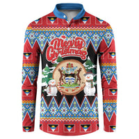Personalized Antigua and Barbuda Christmas Button Sweatshirt Coat Of Arms With Snowman - undefined