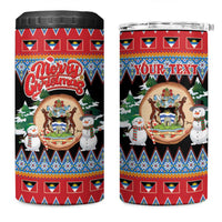 Personalized Antigua and Barbuda Christmas 4 in 1 Can Cooler Tumbler Coat Of Arms With Snowman - Wonder Print Shop