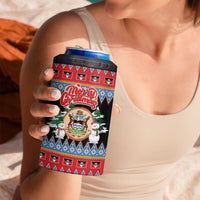 Personalized Antigua and Barbuda Christmas 4 in 1 Can Cooler Tumbler Coat Of Arms With Snowman - Wonder Print Shop