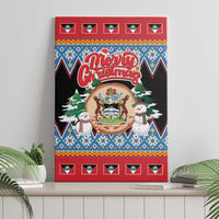 Antigua and Barbuda Christmas Canvas Wall Art Coat Of Arms With Snowman - Wonder Print Shop