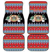 Personalized Antigua and Barbuda Christmas Car Mats Coat Of Arms With Snowman - Wonder Print Shop