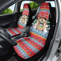 Antigua and Barbuda Christmas Car Seat Cover Coat Of Arms With Snowman - Wonder Print Shop